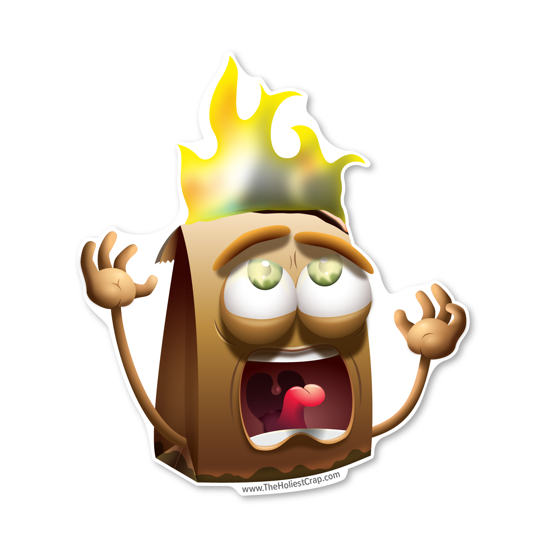 Flaming Bag of Poo - Vinyl Sticker - 3 inch